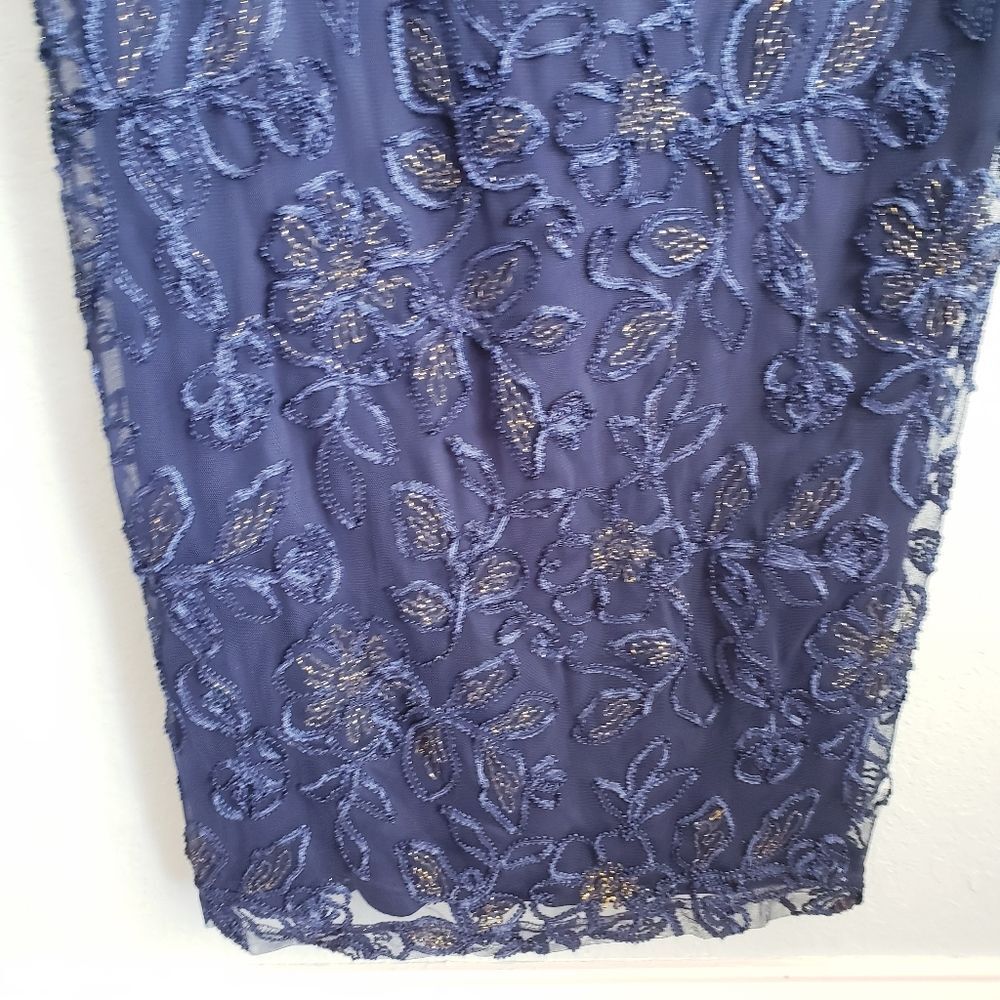 JS Collections Navy Metallic Soutache Gown - Picture 3 of 9